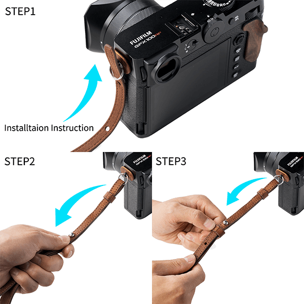 SmallRig Leather Case Kit für Fujifilm GFX100RF in Braun - Montage Kameragurt