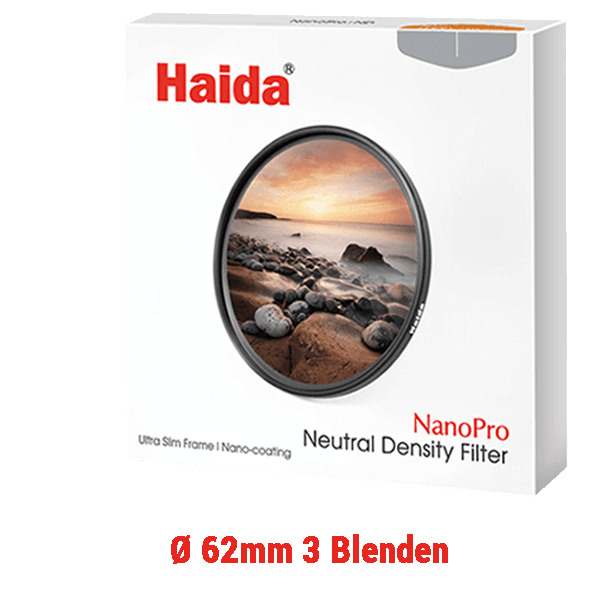 ND Filter Graufilter 3 Blenden 62 mm von Haida Verpackung