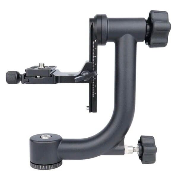 Detailed view of camera gimbal tripod head