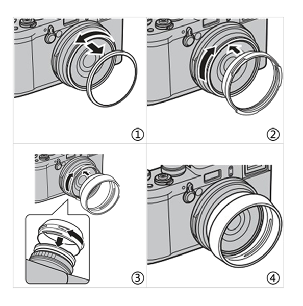 Gegenlichtblende zu Fujifilm Finepix X100 X100S X100T X100F X100V in Silber