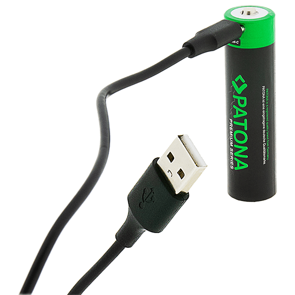 Wiederaufladbarer 18650 Zell Akku 3300mWh Patona mit Kabel