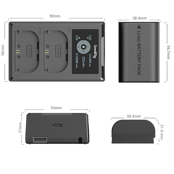 SmallRig LP-E6NH Kamera Akku und Ladegerät Set 3821