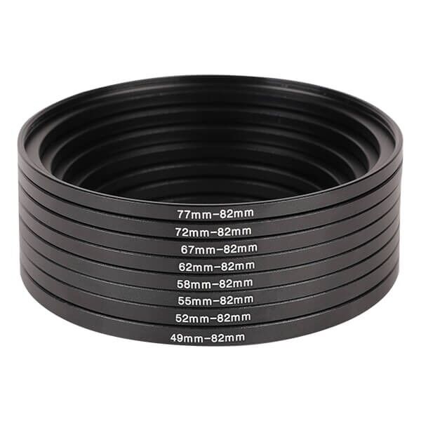 Komplettes Haida Step Up Ring Set mit mehreren Adapterringen