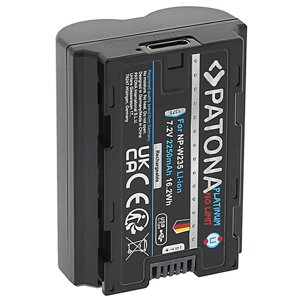 Akku Fujifilm NP-W235 mit USB-C Input von Patona Anschlüsse