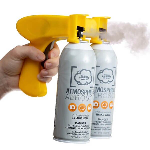 Atmosphere Handgriff mit zwei Nebelspraydosen frontal