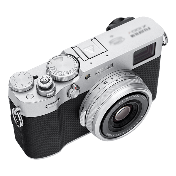 Auslöseknopf mit Bergen zu Fujifilm Kameras in silber auf Kamera