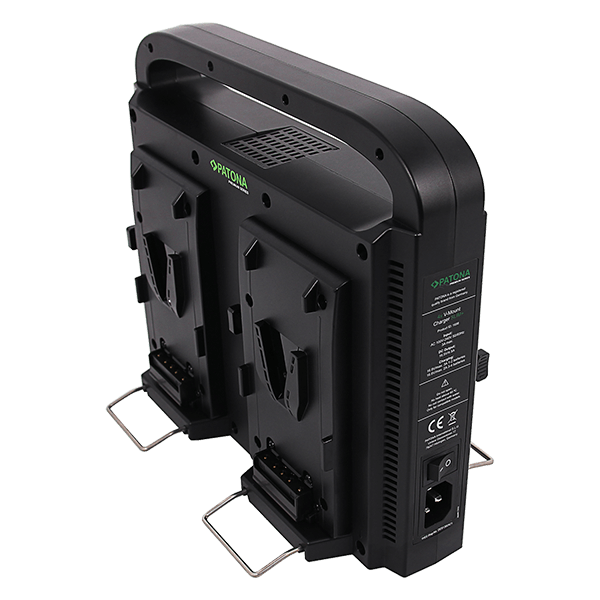 V-Mount Ladegeraet vier Fach von Patona seitlich