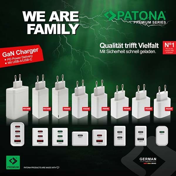 USB C charger GaN in white from Patona