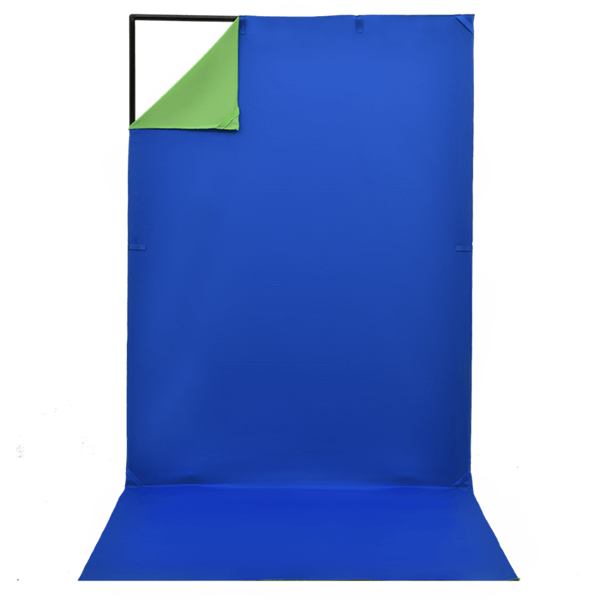 Portables Greenscreen Set 150 x 200 cm mit blauem Hintergrund detail
