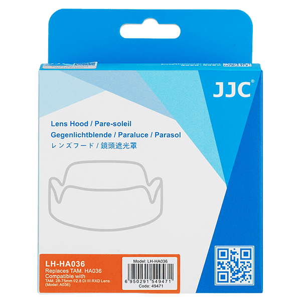 Lens hood such as Tamron HA036 from JJC packing