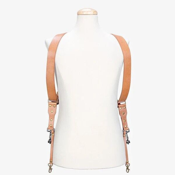 Bronkey Berlin 503 Double Camera Strap Leather Tan, Front View