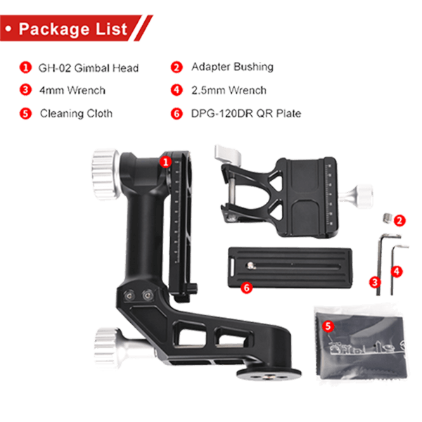 Gimbal GH-02 mit Schnellwechselplatte von Sunwayfo