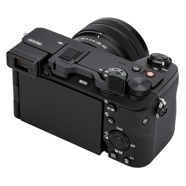Daumenauflage passend zu der Sony A6700 in schwarz an Kamera von oben