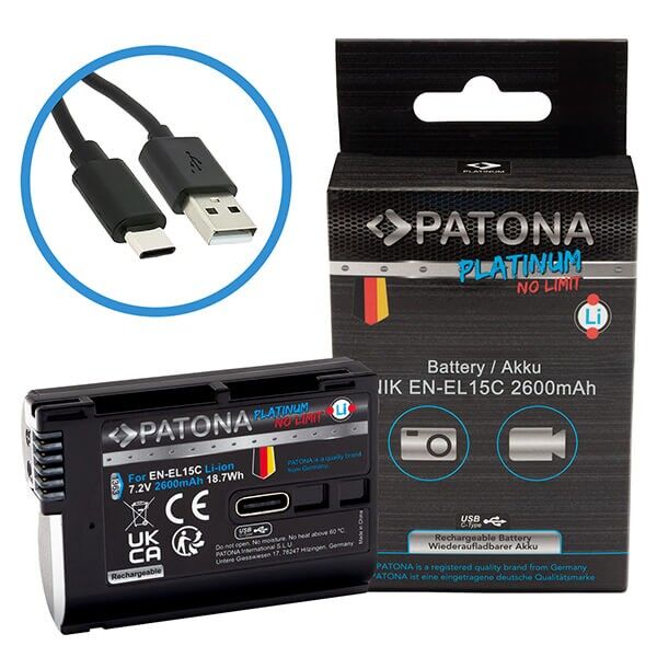 Battery Nikon EN-EL15C with USB-C input from Patona