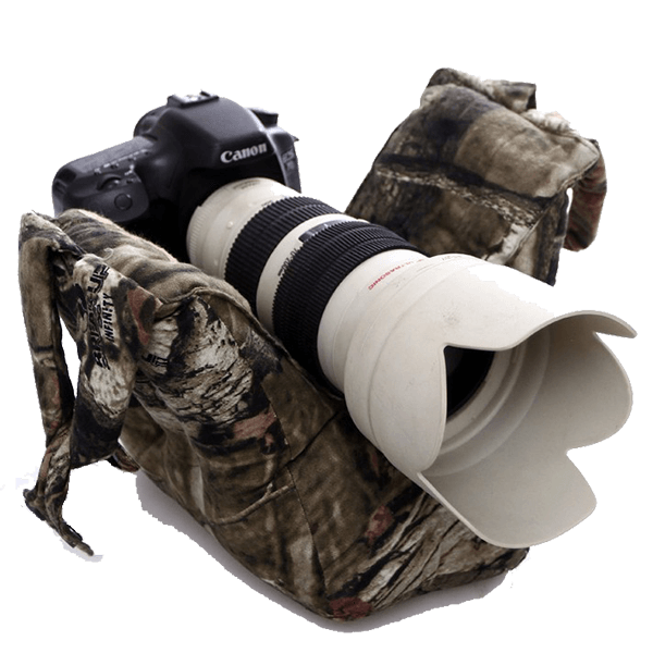 unfilled lens bean bag in camouflage 