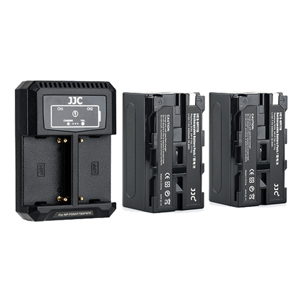 USB Doppel Batterie Lader für Sony NP-F Akkus mit zwei Batterien