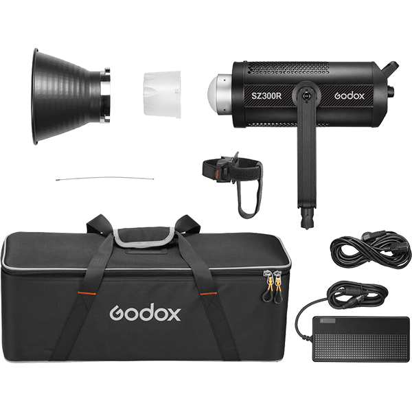 Godox SZ300R Zoom LED Leuchte mit Bowens Lieferumfang
