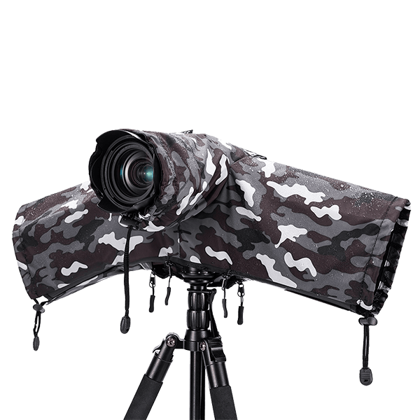 Rain cover for mirrorless cameras in camouflage color