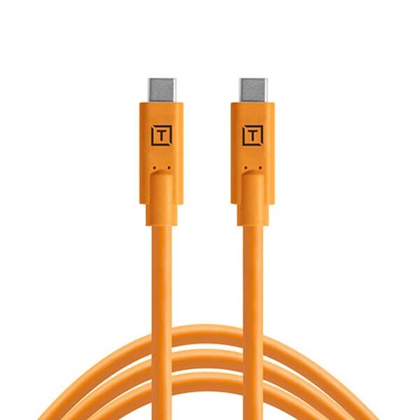 TetherPro USB-C to USB-C cable, 4.6 m, orange