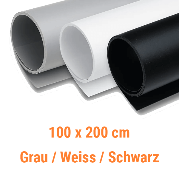 PVC Hintergrund Fotografie in weiss schwarz grau mit Text