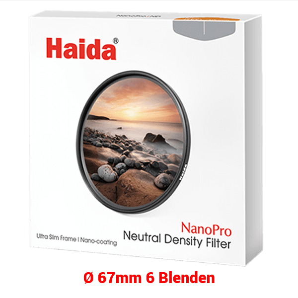 ND Filter Graufilter 6 Blenden 67 mm von Haida Verpackung