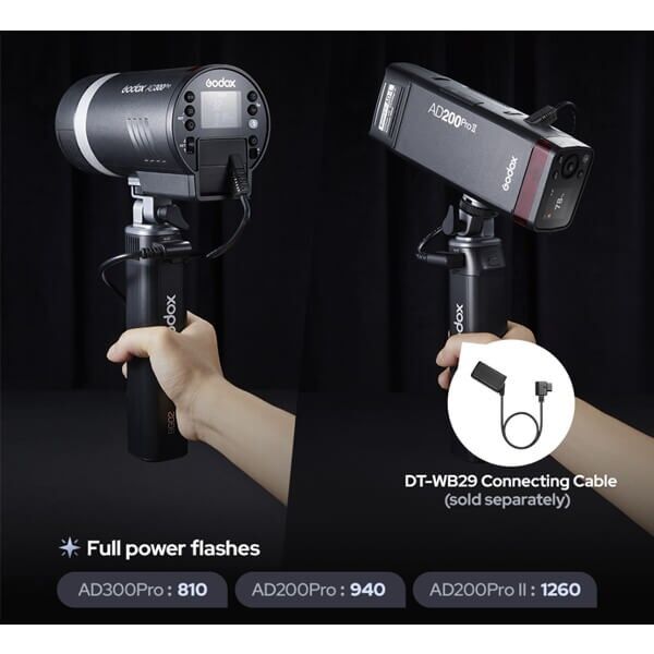 Dummy Batterie im AD200Pro II eingesetzt