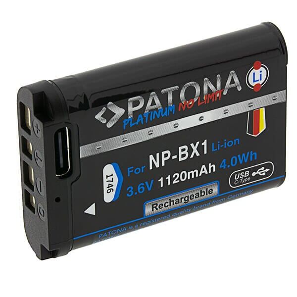 Patona Platinum Battery similar to the Sony NP-BX1 with USB-C 1120 mAh Patona Platinum Battery similar to the Sony NP-BX1 with USB-C 1120 mAh