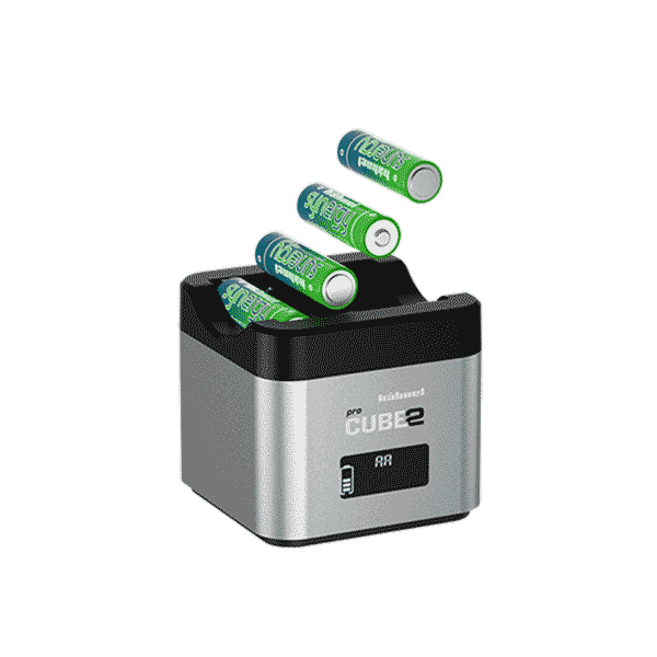 Doppel Ladegerät Canon LP-E6, LP-E8, LP-E17 Hähnel Pro Cube 2 Adapter für 4 Mignon Akkus