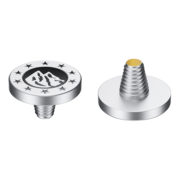 Auslöseknopf mit Bergen zu Fujifilm Kameras in silber detail