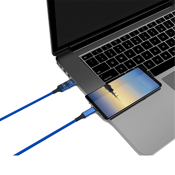 2 in1 USB Ladekabel USB-C in blau