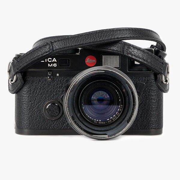 Bronkey Roma 101 leather camera strap, black, 110 cm