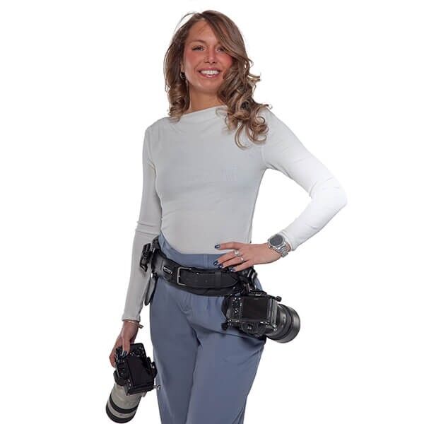 Doppel-Holster System für zwei Kameras an der Hüfte Doppel-Holster System für zwei Kameras an der Hüfte