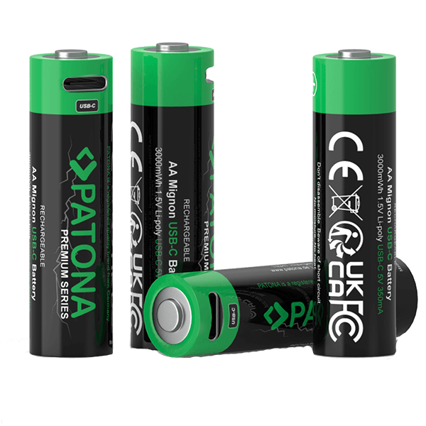 Wiederaufladbarer Batterie USB-C AA-Akkus 3000mWh Patona Set