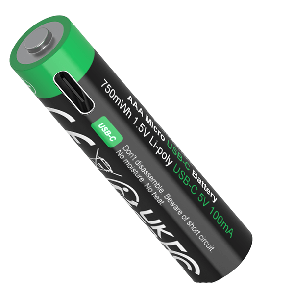 Wiederaufladbarer Batterie USB-C AAA-Akkus 750mWh Patona Anschluss seitlich