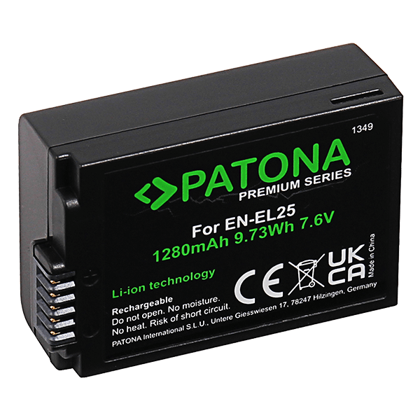 Premium Akku Nikon EN-EL25 von Patona zu Nikon Z50 und Zfc
