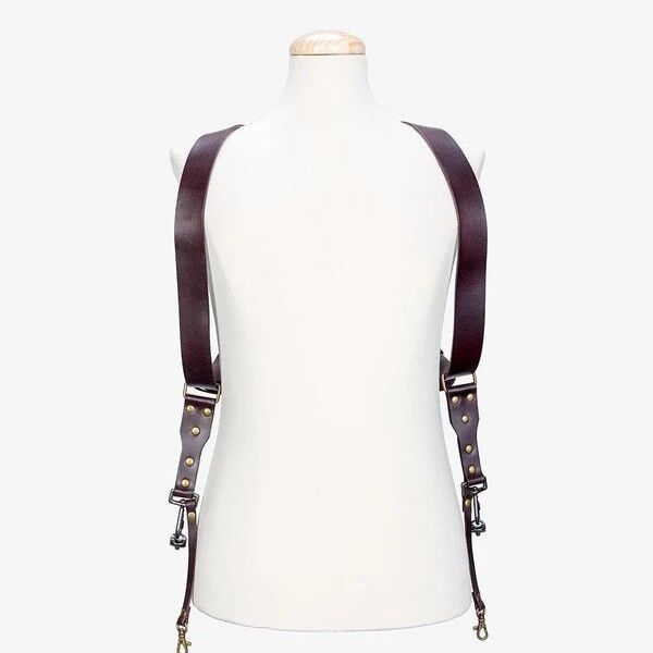 Bronkey Berlin 502 double camera strap, leather, black, front view