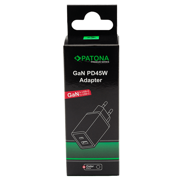 USB Ladegerät GaN PD45W in Schwarz von Patona