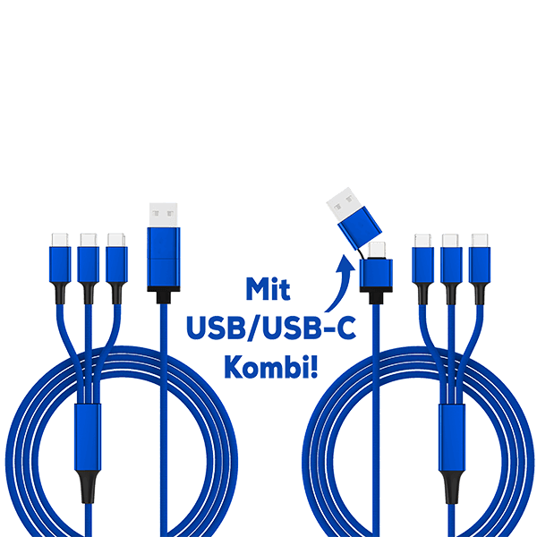Charging cable triple USB C in blue