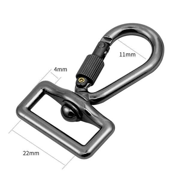 Snap hook for camera strap Front view Dimensions