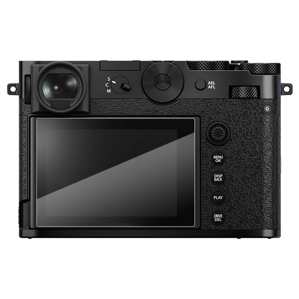 Screen protector mounted on Fujifilm GFX100RF