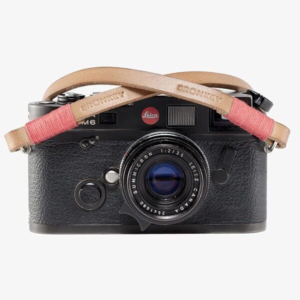 Bronkey Berlin 103 leather camera strap, tan, front view