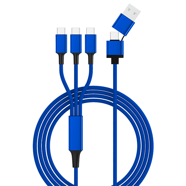 Charging cable triple USB C in blue