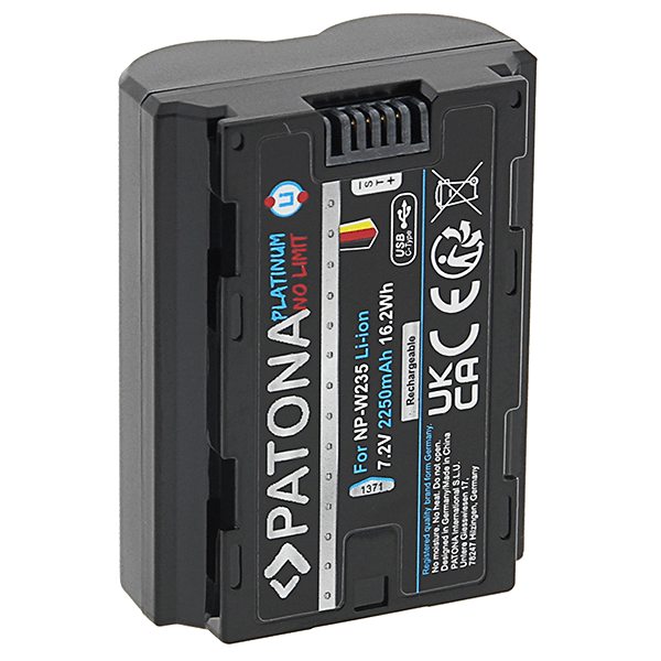 Akku Fujifilm NP-W235 mit USB-C Input von Patona innenseite