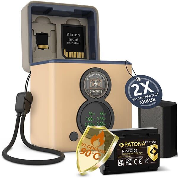 Patona Protec Dual Charging Case with 2 batteries such as Sony NP-FZ100