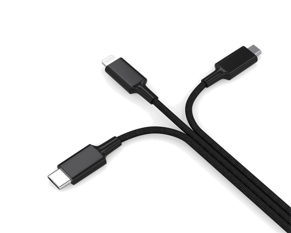3in1 USB smartes Ladekabel - Lightning - Micro USB - USB-C in schwarz detail