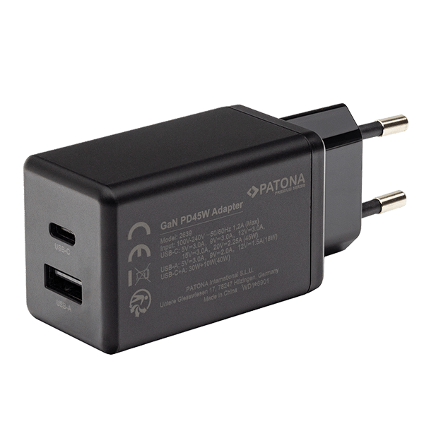 USB Ladegerät GaN PD45W in Schwarz von Patona