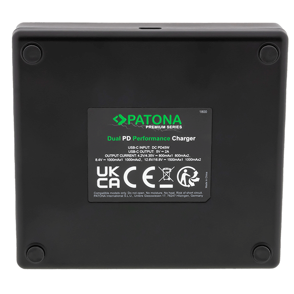 Ladegerät Kamera Akku Dual zu Panasonic DMW-BLC12PP USB-C unterseite