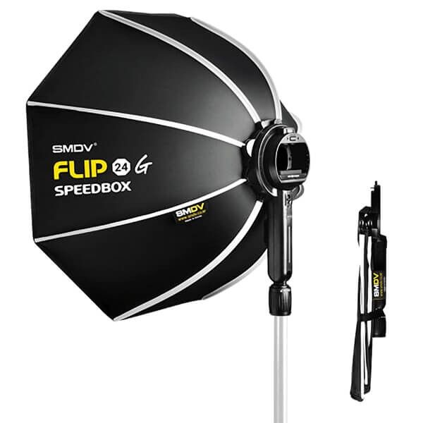 SMDV Speedbox-Flip 24 G achteckige Softbox für Aufsteckblitz seitliche Ansicht