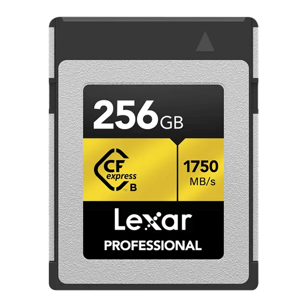 Front view of the Lexar CFexpress Type B 256GB memory card