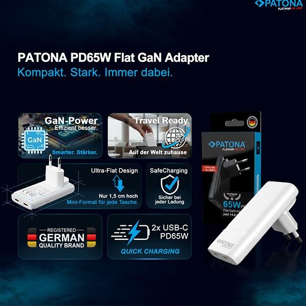 Features of the flat USB-C charging adapter from Patona 